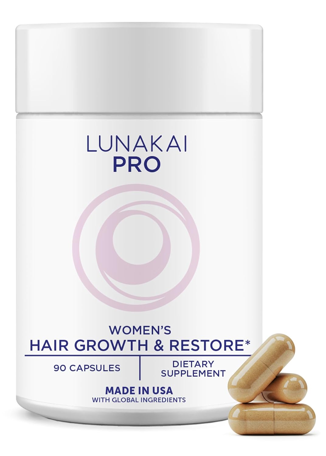 Detalle de Lunakai Hair Growth Supplement for Women, 90 Capsules with Biotin and Marine Collagen