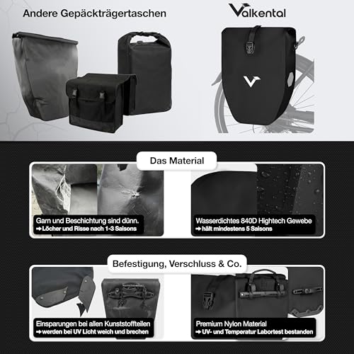 Thumbnail 6 de Valkental Gepäckträgertasche: Wasserdicht, abschließbar und mit Reflektoren für sicheren Alltagstransport
