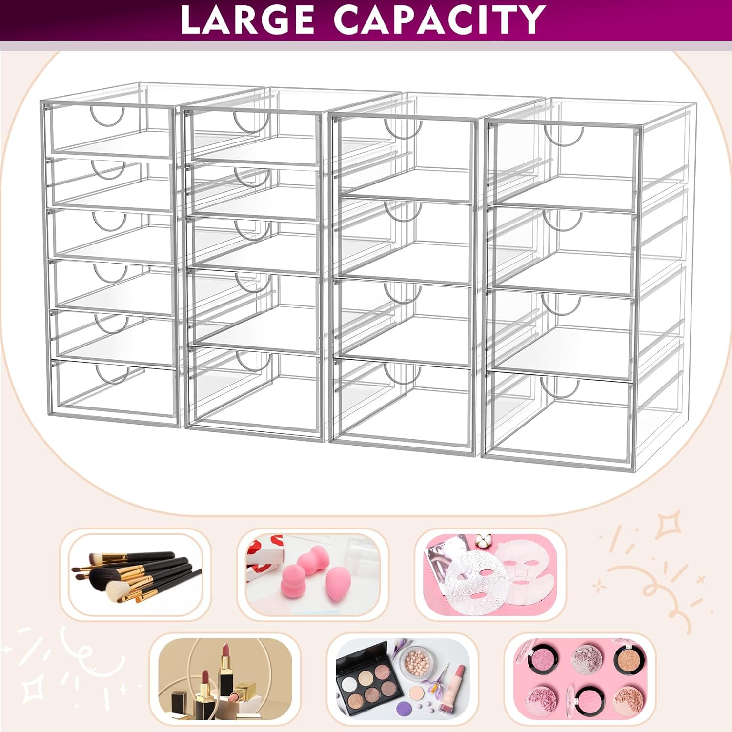 Thumbnail 4 de YFXCVSL Acrylic Makeup Organizer 19 Drawers 💄