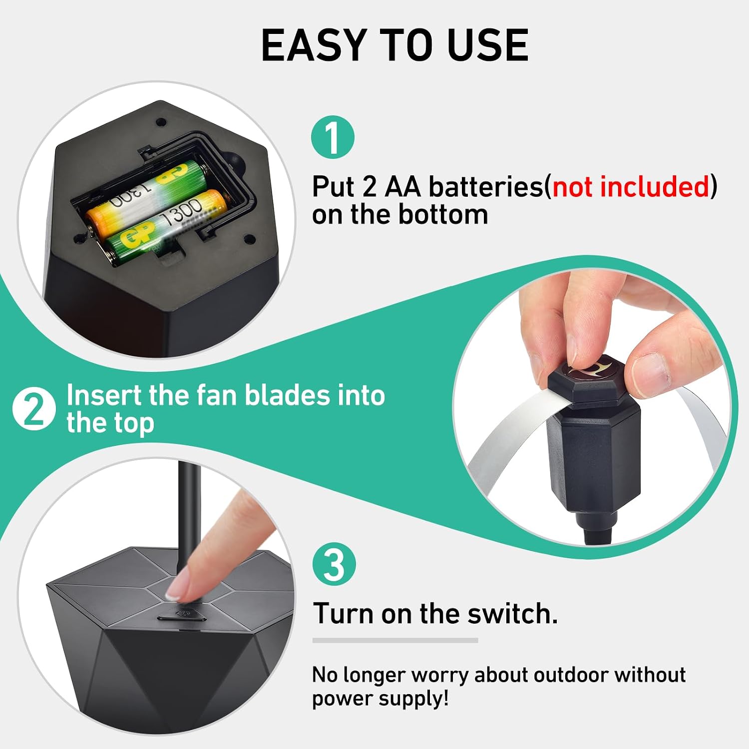 Thumbnail 5 de GUIDOT Tabletop Fly Fan for Food, Foldable Black ABS and Metal Spinner
