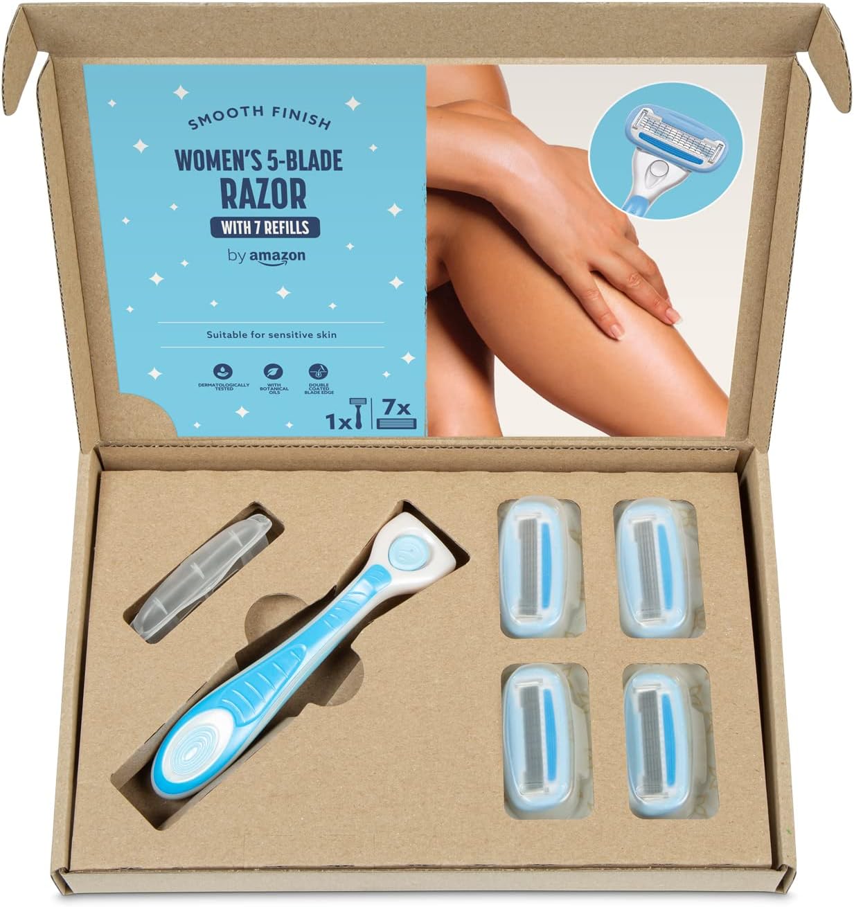 Detalle de Rasoio da donna a 5 lame + 7 ricariche by Amazon: efficienza e comodità per una rasatura accurata