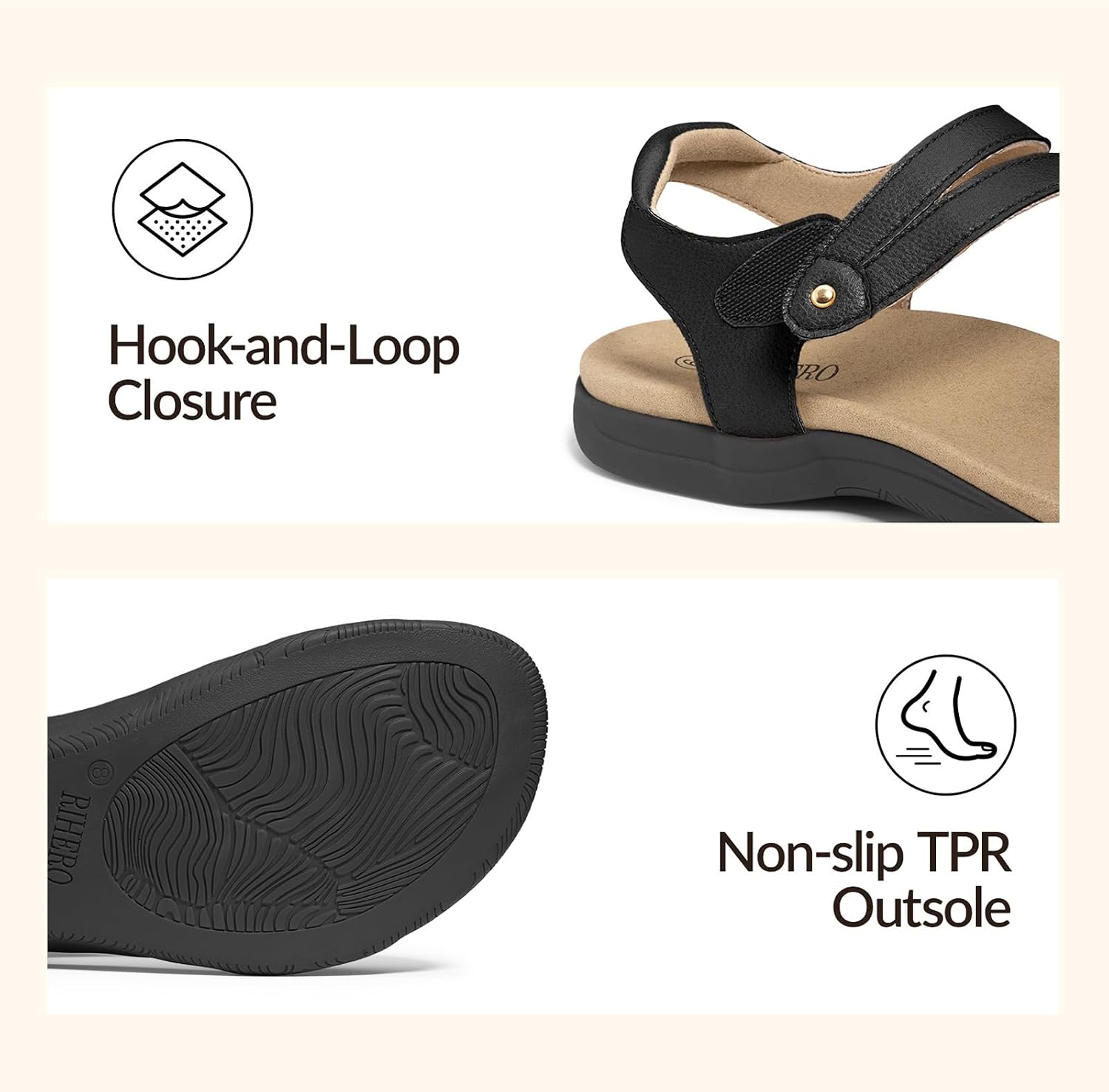 Thumbnail 4 de Rihero Orthopedic Sandals for Women: Arch Support, Adjustable Strap, All-Day Comfort