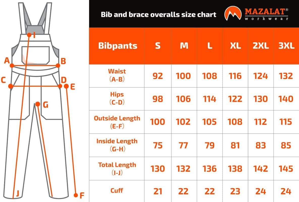 Detalle de MAZALAT work wear Salopette da lavoro uomo con bretelle, taglie grandi S-3XL