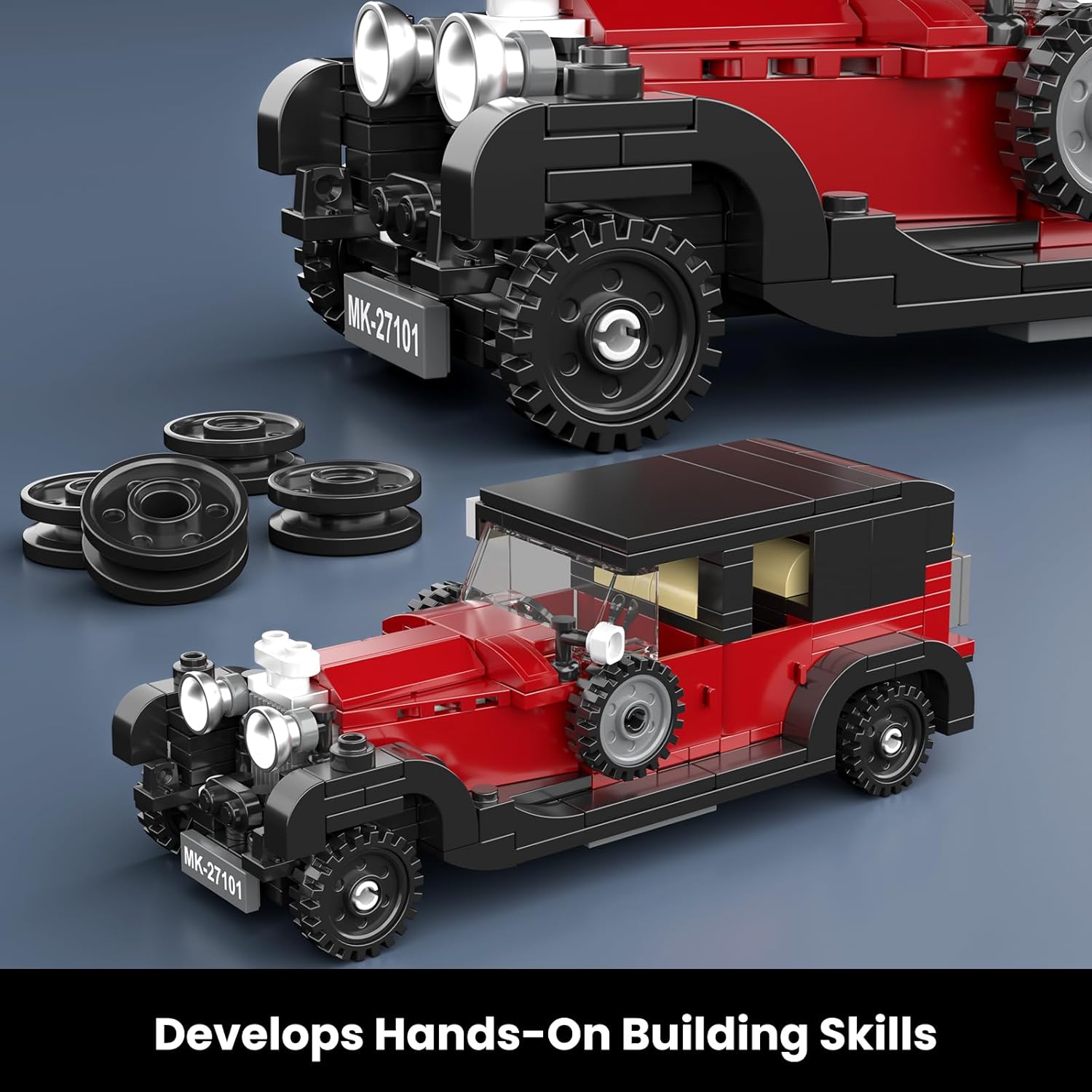 Thumbnail 3 de Mould King 27101 Technik Speed Champion Luxus Oldtimer – 319-teiliger Supersportwagen-Bausteinbausatz mit Acryl-Vitrine