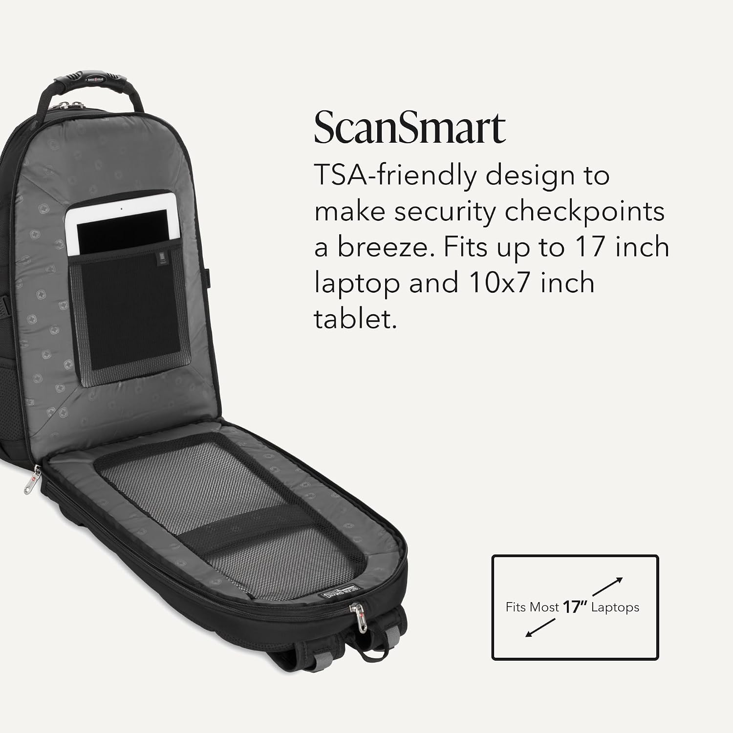 Detalle de SWISSGEAR 1900 ScanSmart Backpack for 17-Inch Laptops