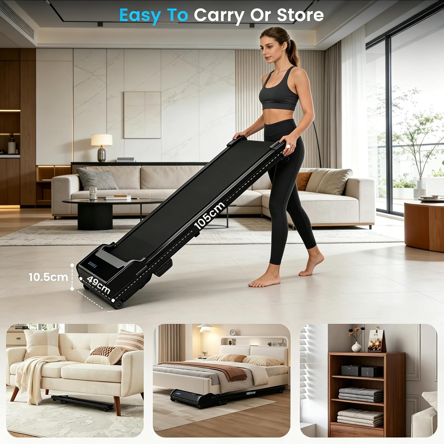 Detalle de Rythkore Walking Pad Treadmill with Remote, 0.6–4.0 MPH, Compact Design