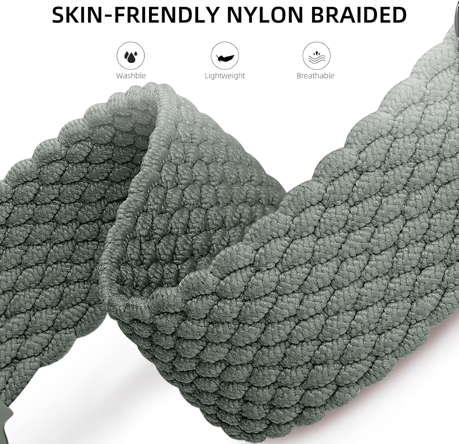Detalle de Mastten 4 Pack Braided Solo Loop Apple Watch Strap (Stretchy Elastic Nylon) for 38/40/41/42mm
