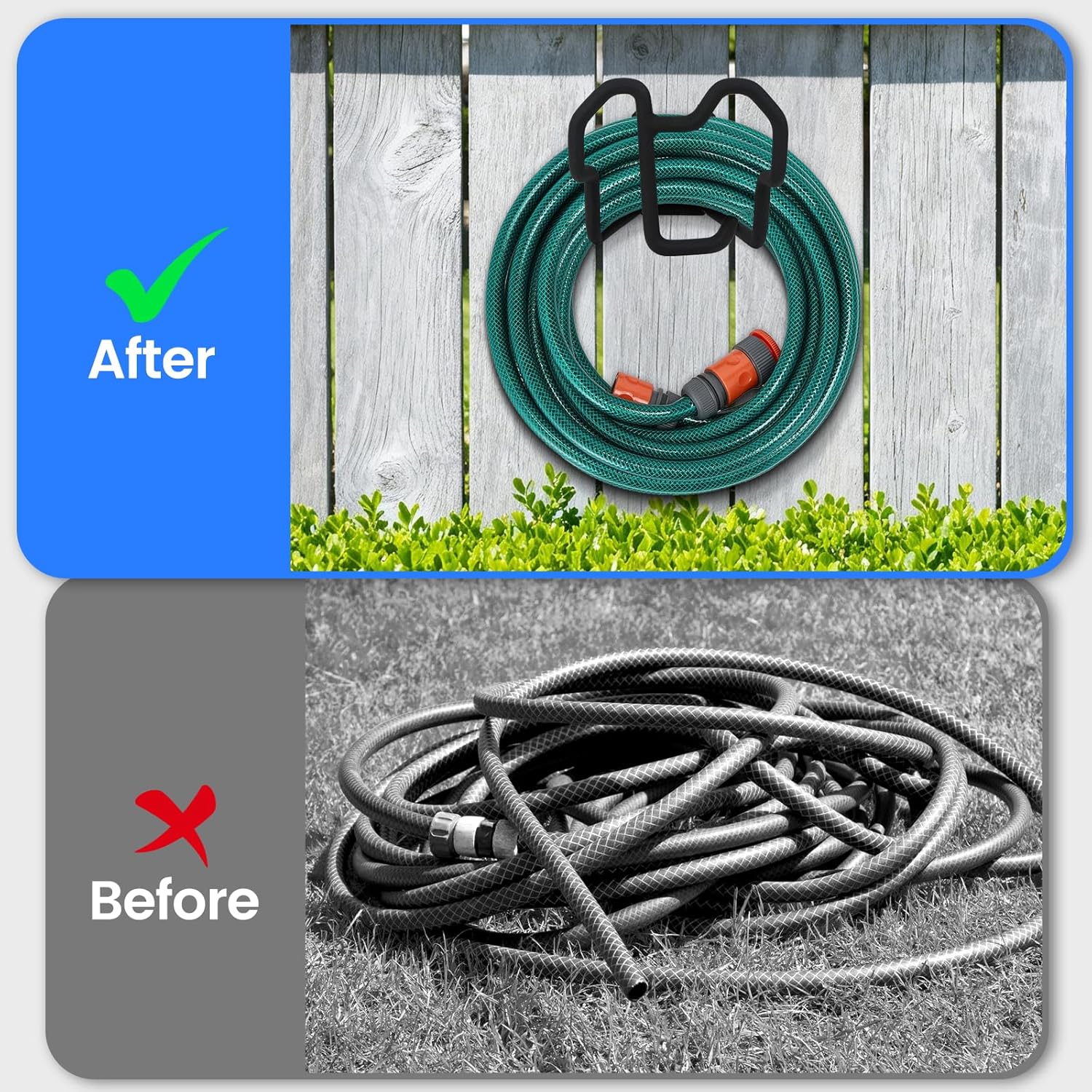 Thumbnail 4 de Tesmotor Heavy Duty Iron Garden Hose Holder – Wall Mounted, Matte Coating, Durable Metal Bracket for Outdoor and Garage