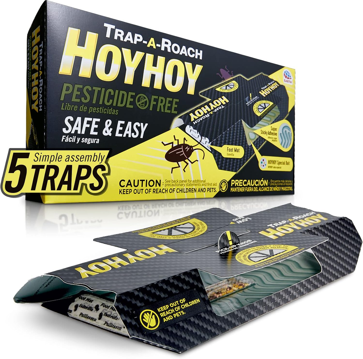 Detalle de HOY HOY FD-EP-230201-1562 Trap-A-Roach Glue Traps, Adjustable 5-Pack
