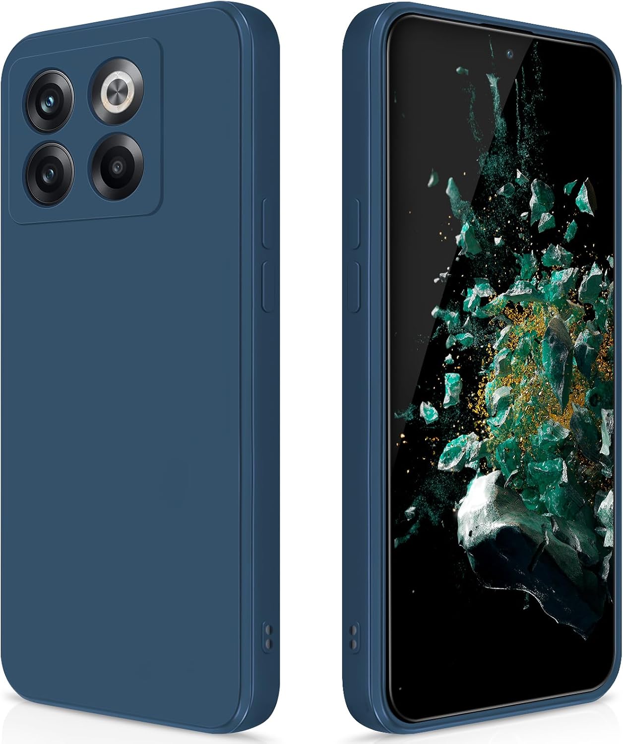 Detalle de GiiYoon Silky-Soft Touch Silicone Case for OnePlus 10T (Blue) with Microfiber Lining
