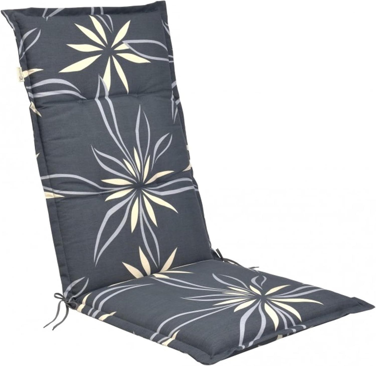 LILENO HOME Gartenstuhl Auflagen im 2er-Set für Hochlehner (Floral Anthrazit Beige) – Sitzpolster mit UV-Schutz