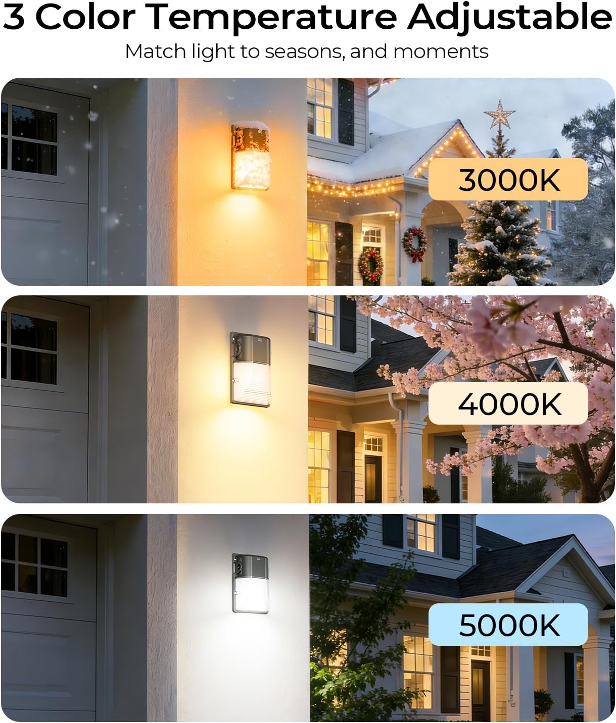 Thumbnail 1 de CINOTON 30W LED Wall Pack Light, 3CCT Dusk-to-Dawn Sensor, 4-Pack
