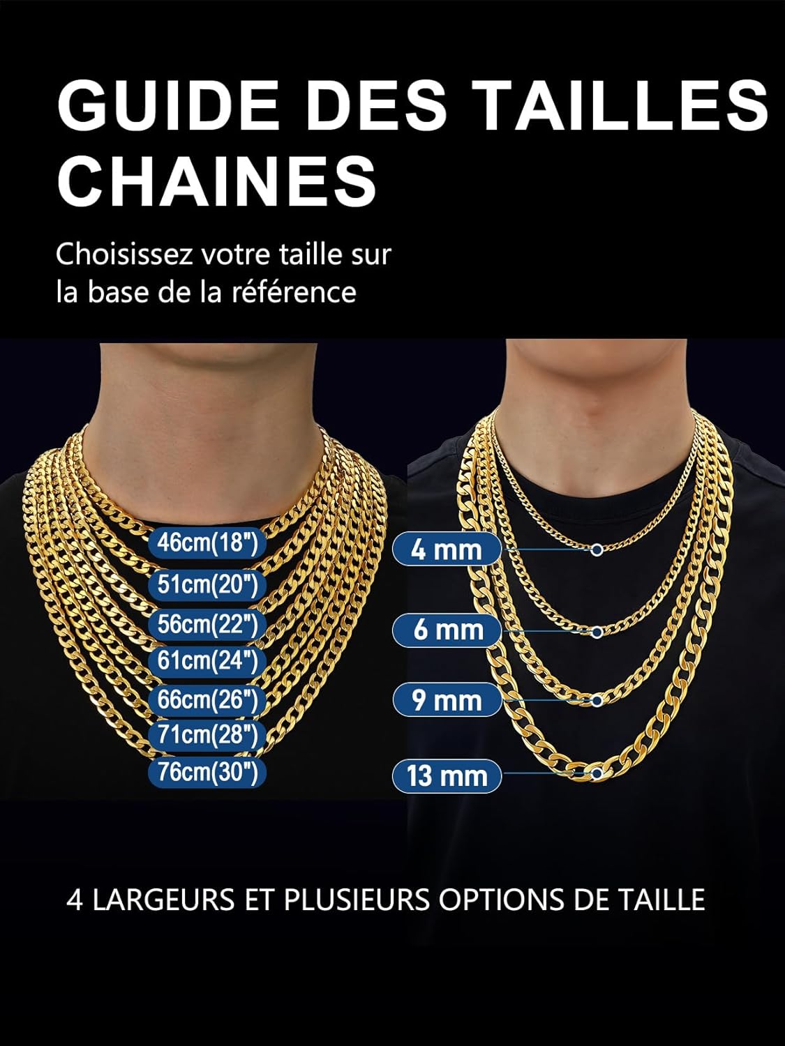 Thumbnail 5 de ChainsPro Chaine Acier Inoxydable Homme – Collier Miami Cubaine 4/6/9/13 mm