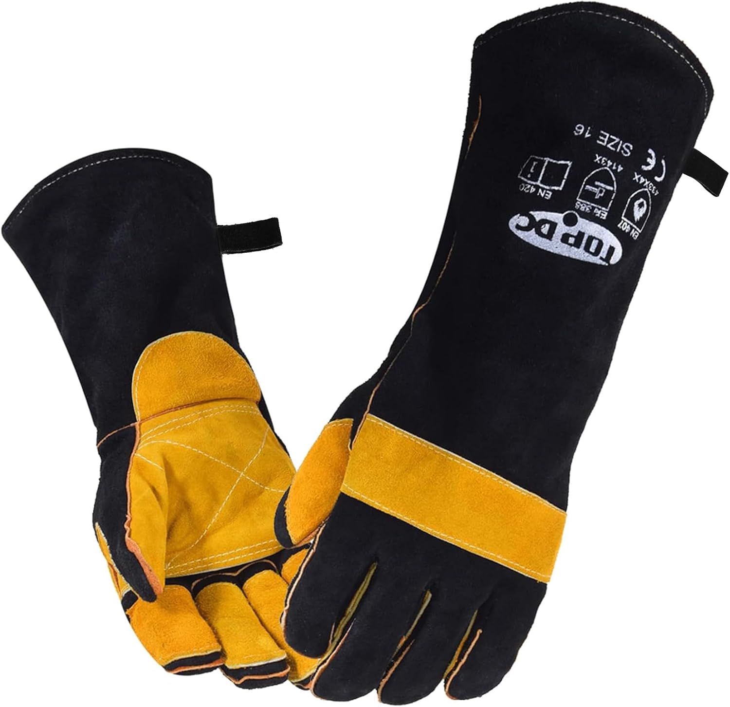 Detalle de TOPDC Welding Glove 16-Inch Leather Welding Gloves with Kevlar Stitching
