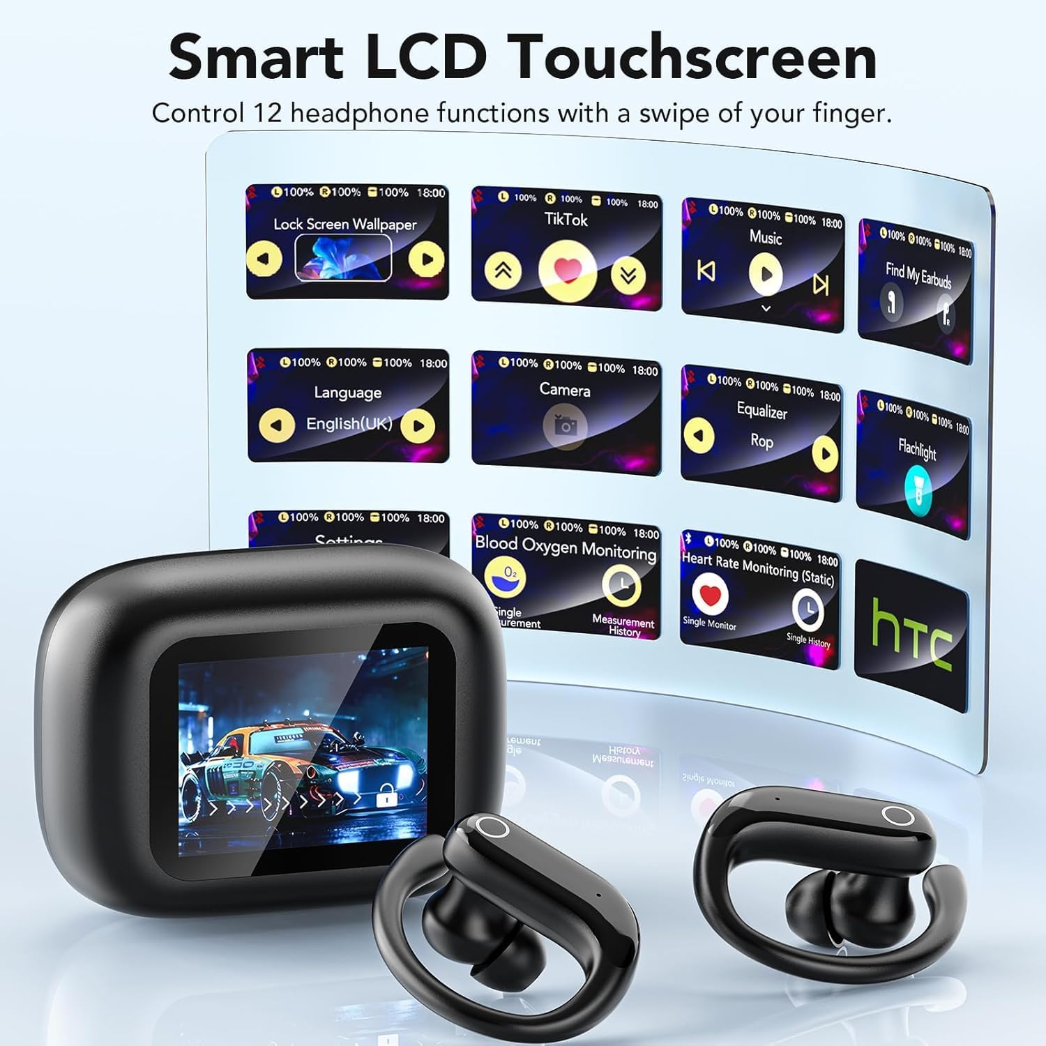 Thumbnail 4 de NE61 AI Translation Earbuds with LCD Touch Screen, Heart Rate & Blood Oxygen Monitoring