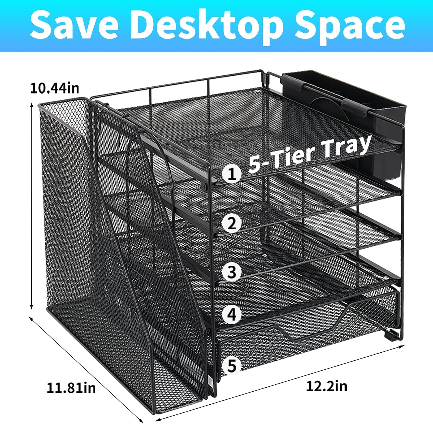 Thumbnail 1 de Gugsey Desk File Organizer 5-Tier Metal Desktop Organizer with Drawer