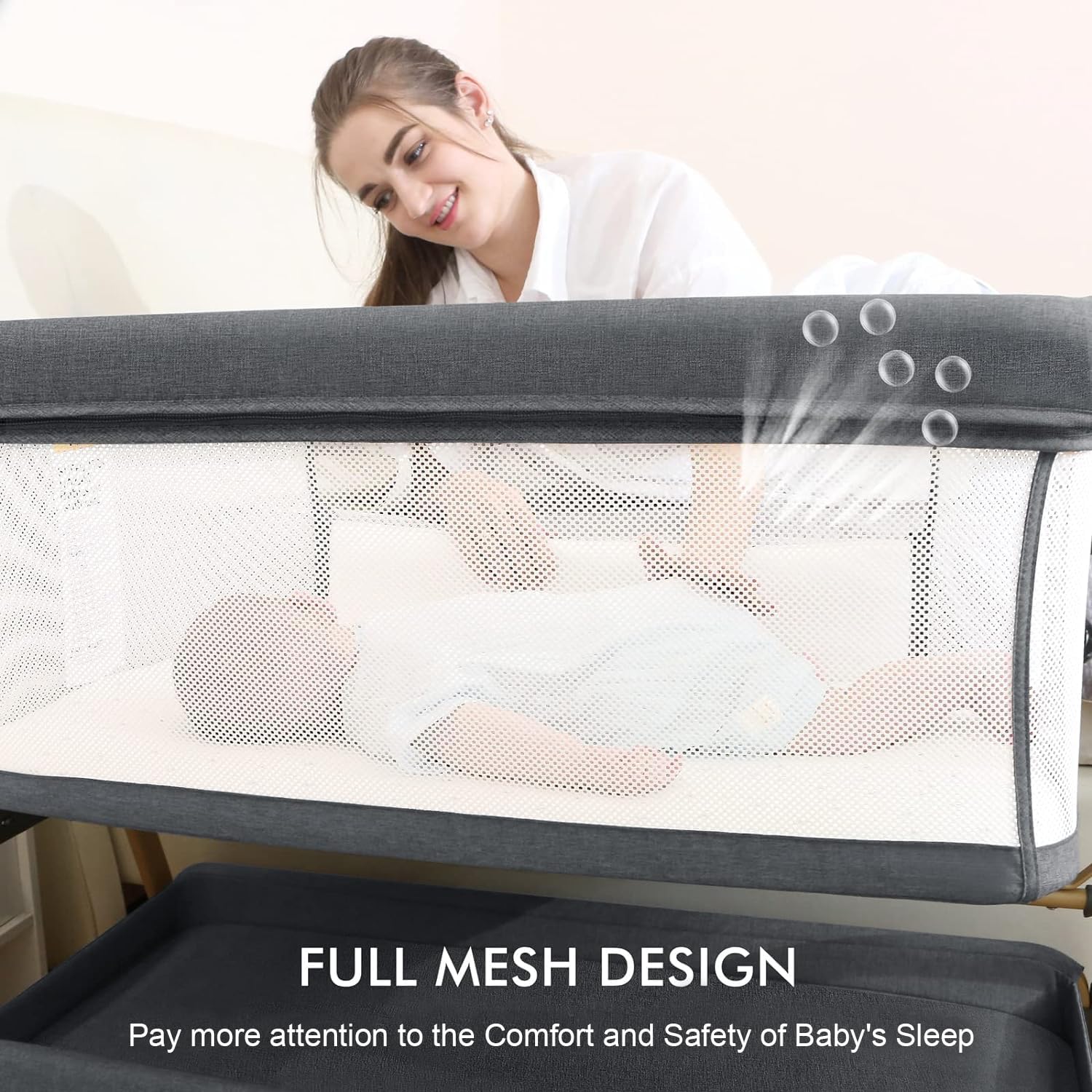 Detalle 2 de Jimglo 3 in 1 Baby Bassinet 6-Height