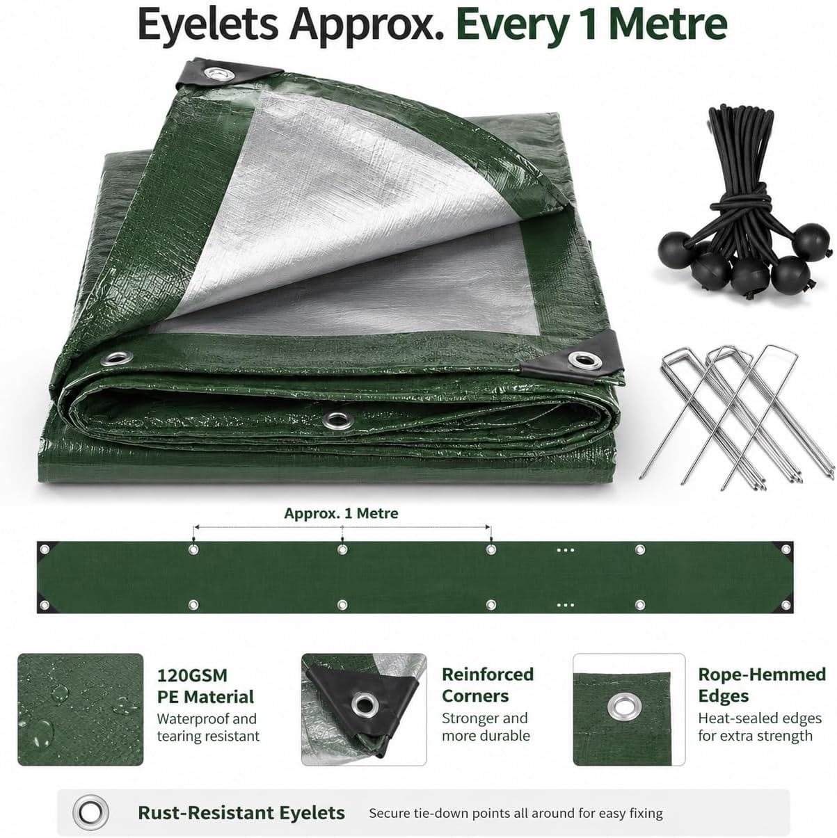 Detalle 2 de PVEGOS 130GSM Waterproof Tarpaulin 3m x 3m