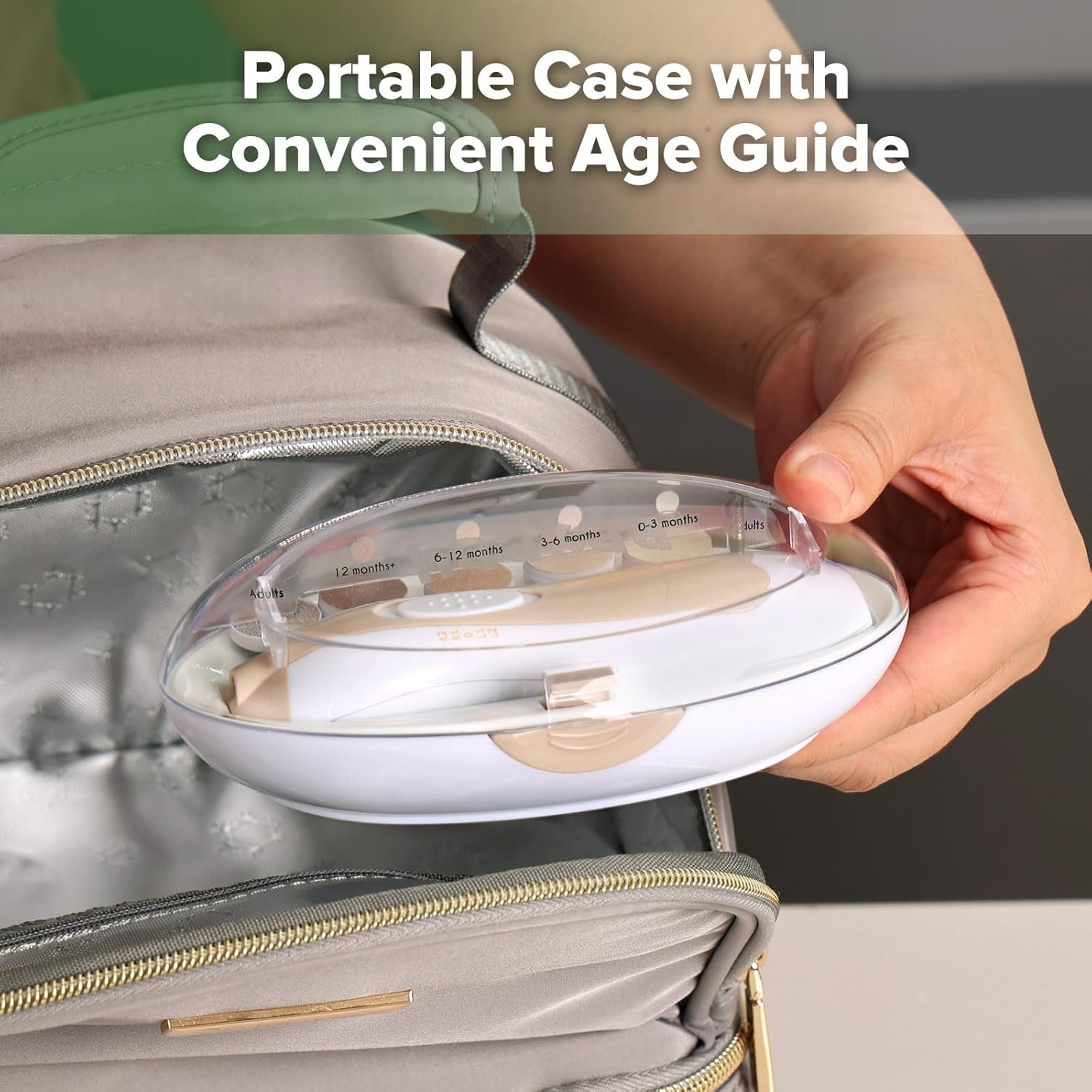 Thumbnail 6 de haakaa Coupe-ongles électrique pour bébés avec LED, kit de lime à ongles 6 têtes (kaki)