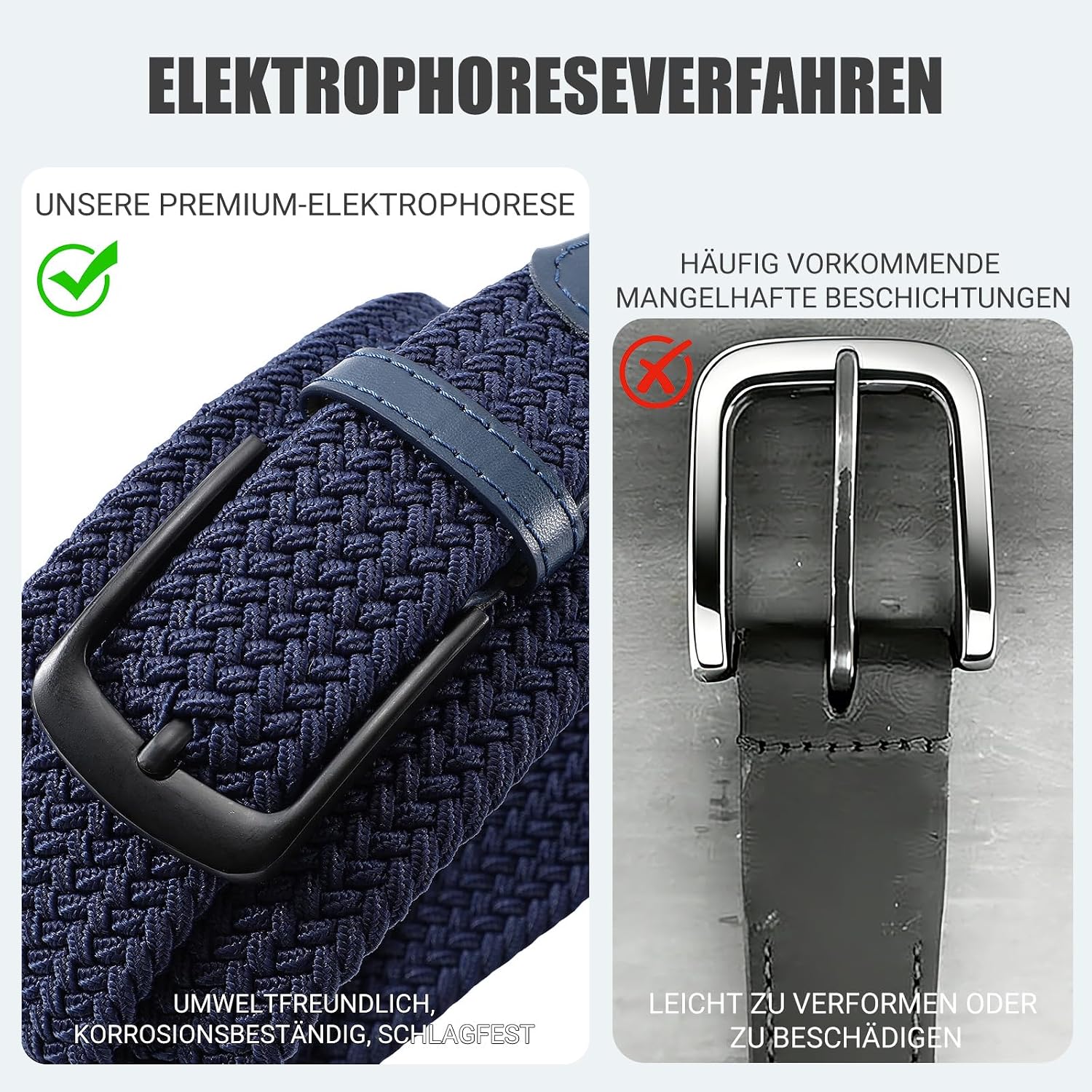 Detalle de VONMELLI Herren Elastischer Gewebter Golfgürtel – Geflochtenes Webmuster, 31–46 Zoll, mit Alloy-Schnalle