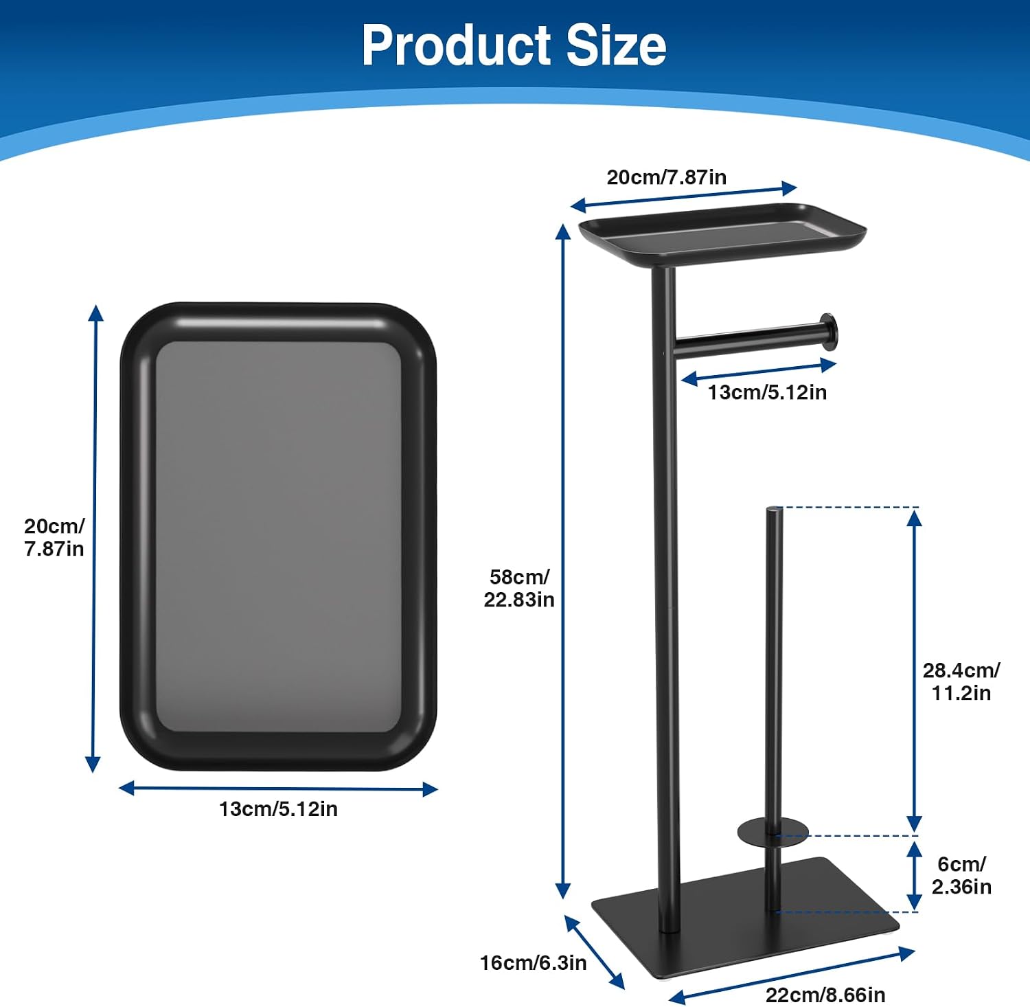 Thumbnail 5 de Free-Standing Stainless Steel Toilet Roll Holder with Top Shelf (holds 4 rolls)