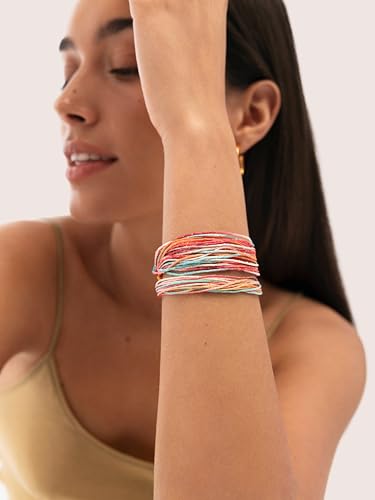 Detalle 2 de SINGULARU Pack de 3 Pulseras Rainbow Spark – Acero y Cordón para Mujer