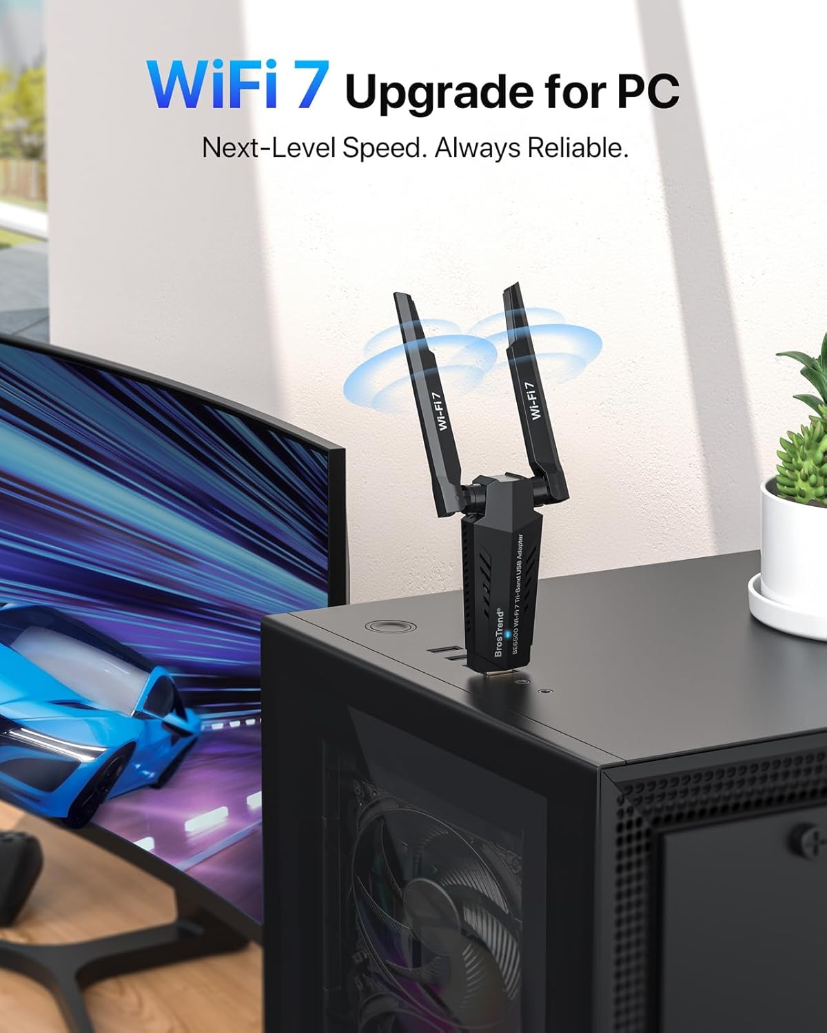 Thumbnail 1 de BrosTrend BE6500 Wi-Fi 7 USB WiFi Dongle: Tri-Band USB Adapter for PC