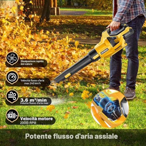 Detalle de Soffiatore a Batteria JYGMPRO 21 V con 2 Batterie da 4,0 Ah
