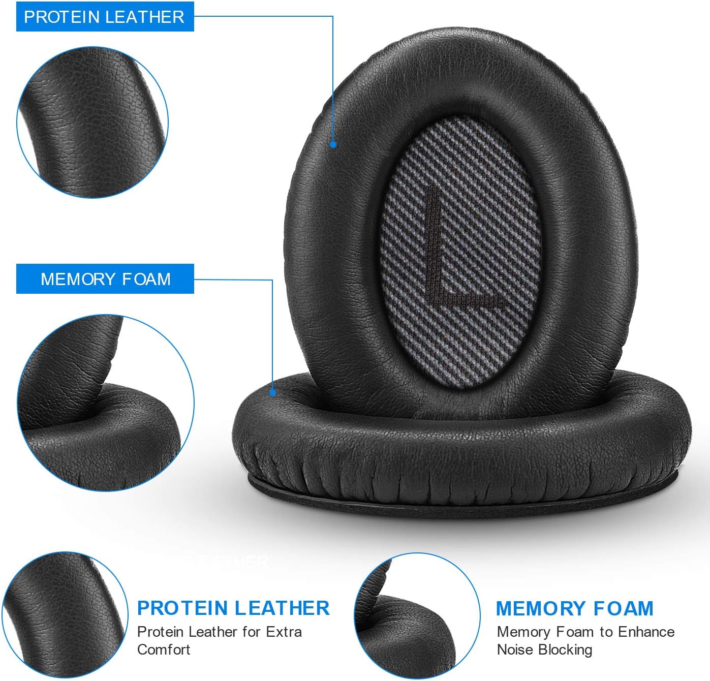 Thumbnail 2 de Link Dream Coussinets de remplacement pour Bose QuietComfort QC35 / QC35 II (noir)