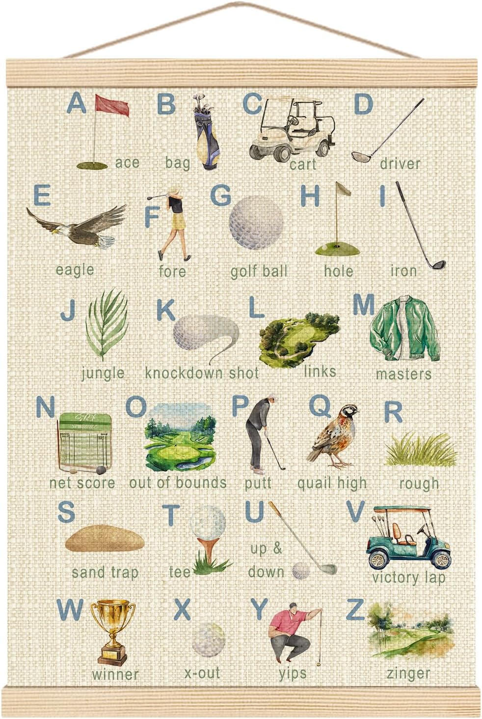 Detalle de Golf Nursery Wooden Poster Hanger, 16 x 24 Inches