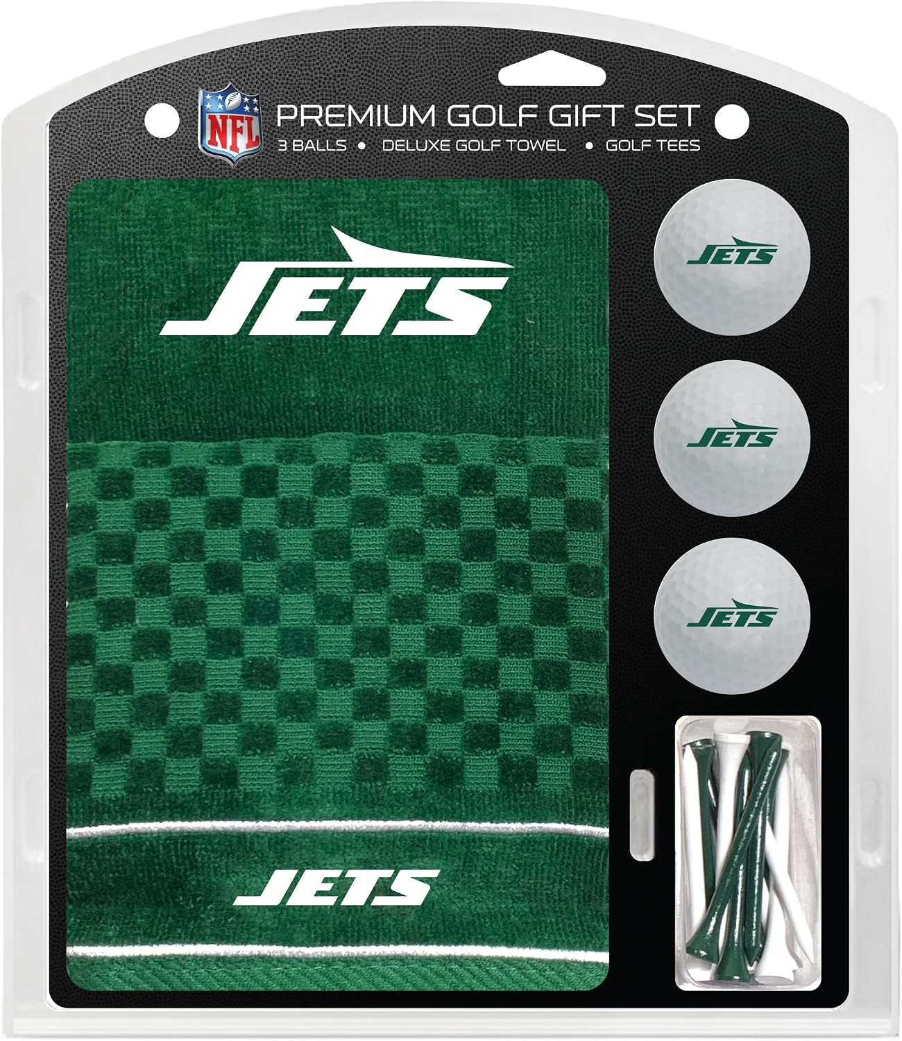 Team Golf NFL New York Jets Gift Set with Embroidered Golf Towel, 3 Balls, and 14 Regulation Tees