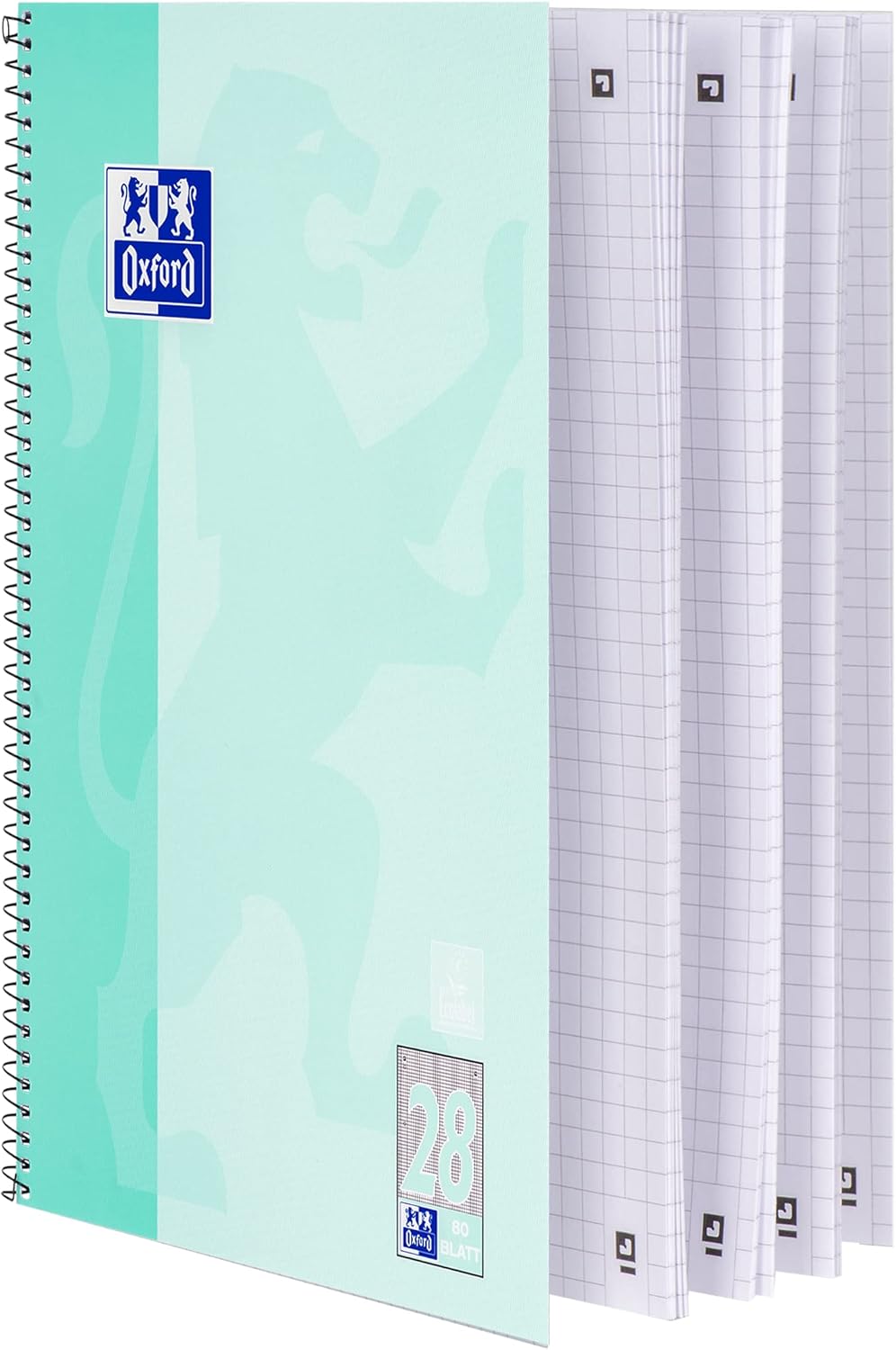 Thumbnail 3 de Oxford Collegeblock A4 kariert, 80 Blatt, gelocht, mint – 5 Stück
