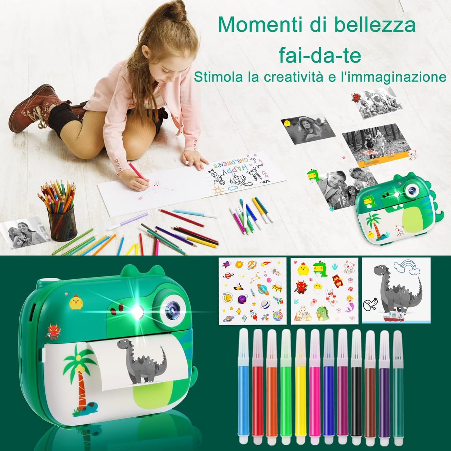 Detalle 2 de ARNSSIEN M3 macchina fotografica istantanea 1080P 2,4" per bambini