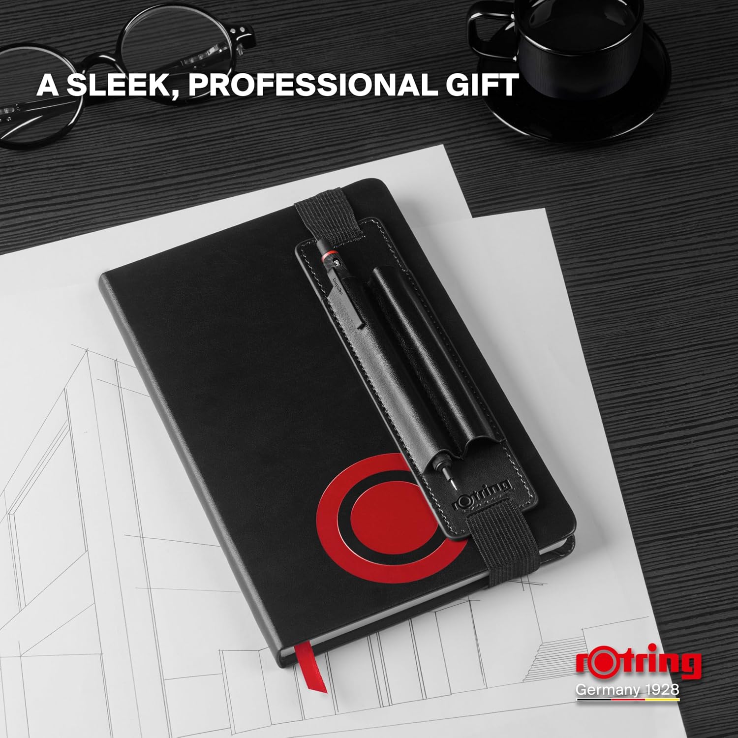 Detalle 2 de rOtring 600 Set regalo: portamine meccanico in metallo con astuccio PU e taccuino
