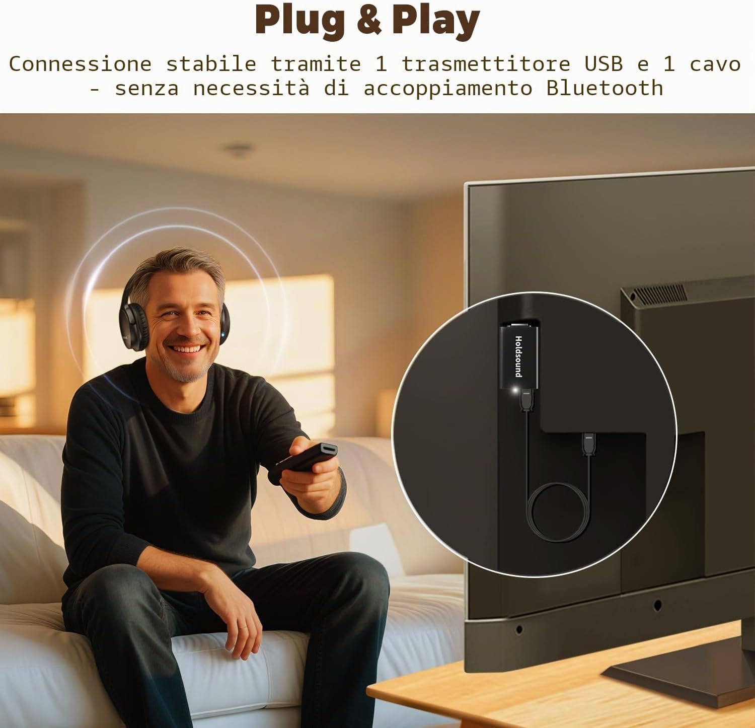 Thumbnail 2 de Holdsound Cuffie TV Wireless: Comfort, Libertà di movimento e audio senza fili per la TV