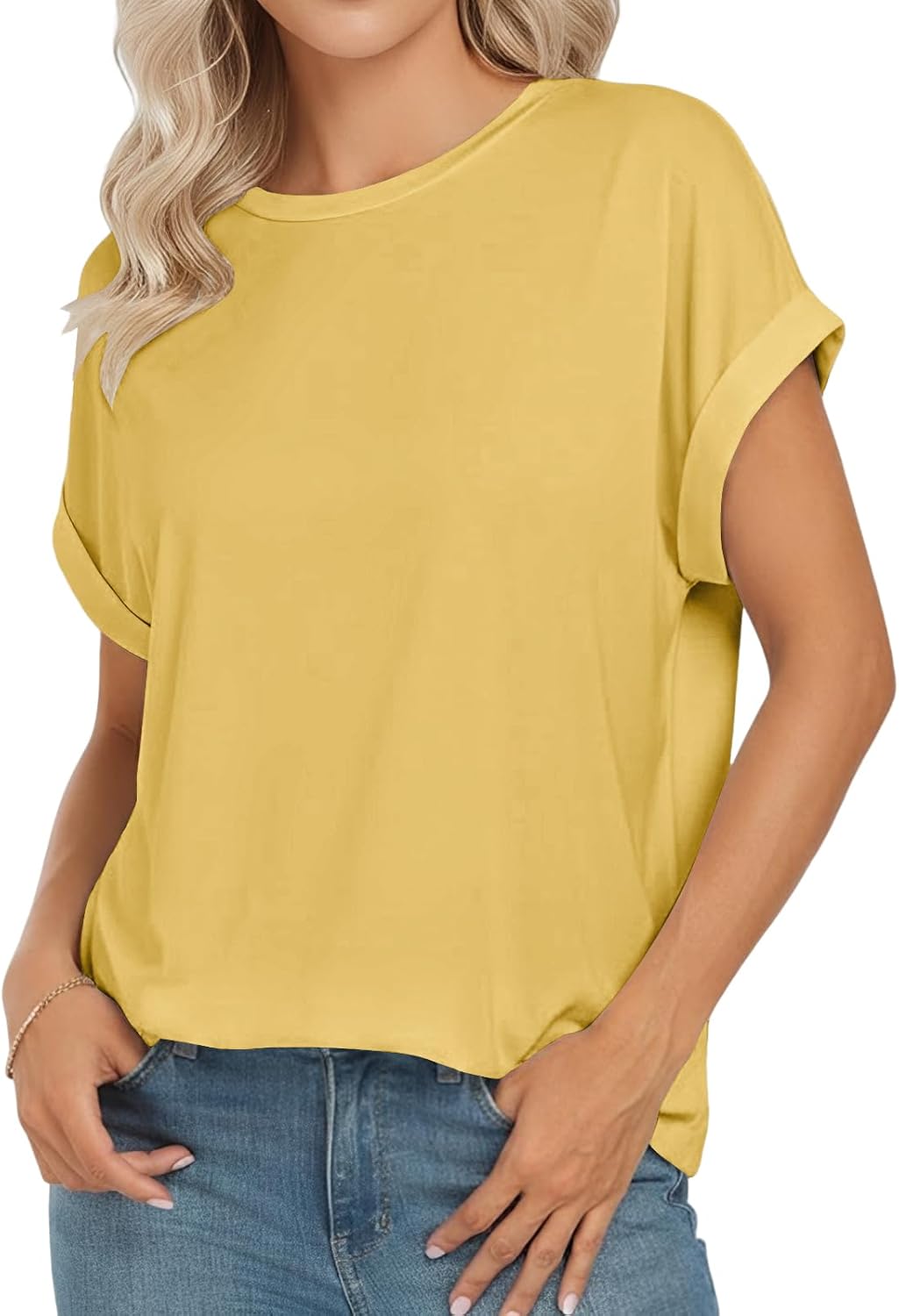 Thumbnail 4 de Cuptacc Damen Oversize Rundhals-T-Shirt – Sommerliches Kurzarmtop im entspannten Stil