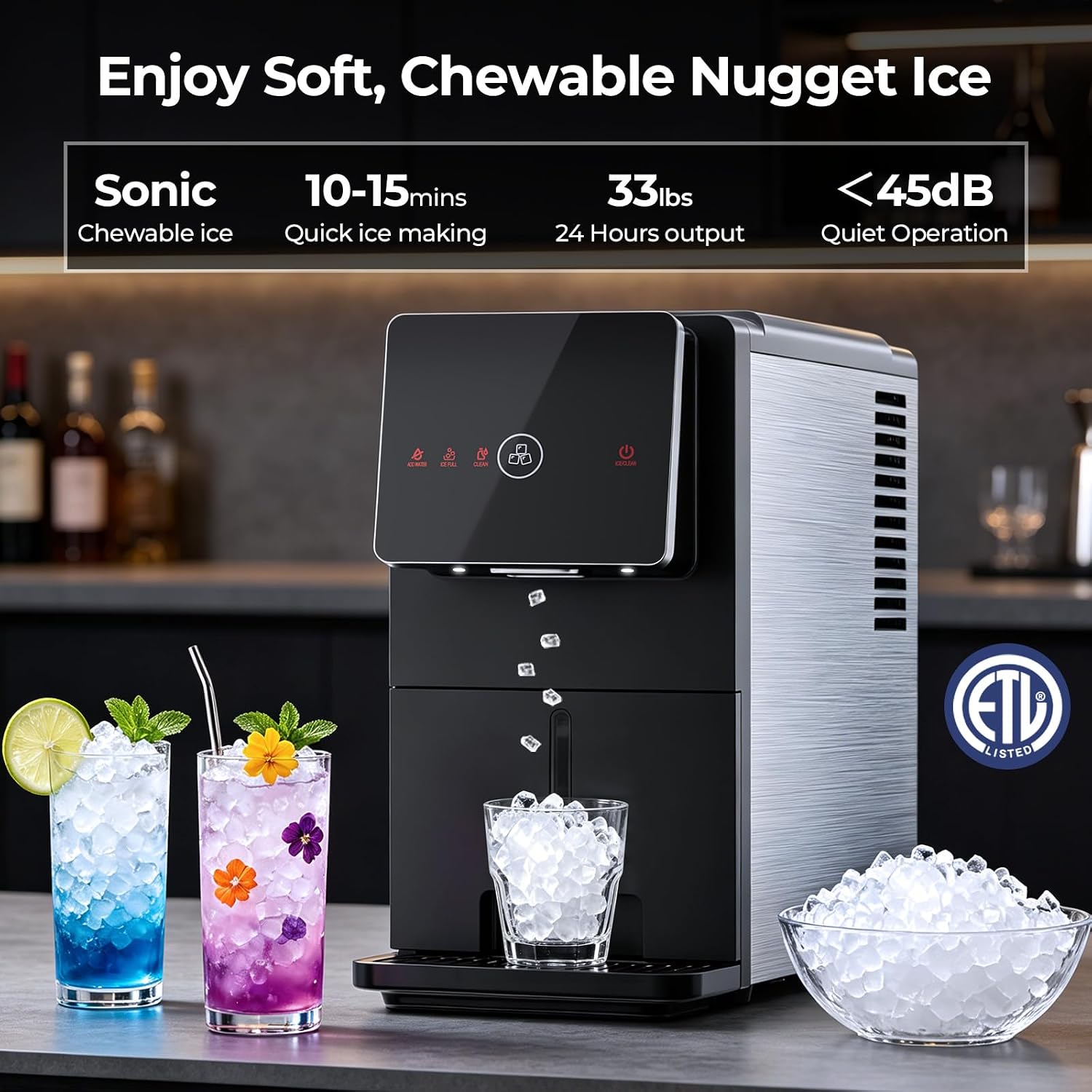 Detalle 2 de Antarctic Star HZB-15DN Nugget Ice Maker with Self-Dispensing and Self-Cleaning