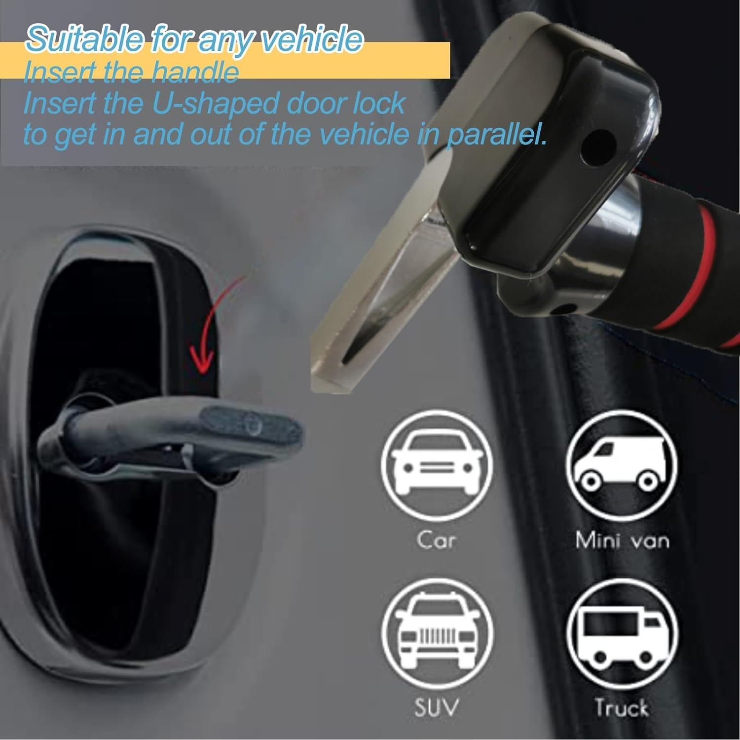 Thumbnail 2 de HoldOneLight 3-in-1 Car Door Assist Handle — 2 Pack (Red) with Window Breaker and Seatbelt Cutter