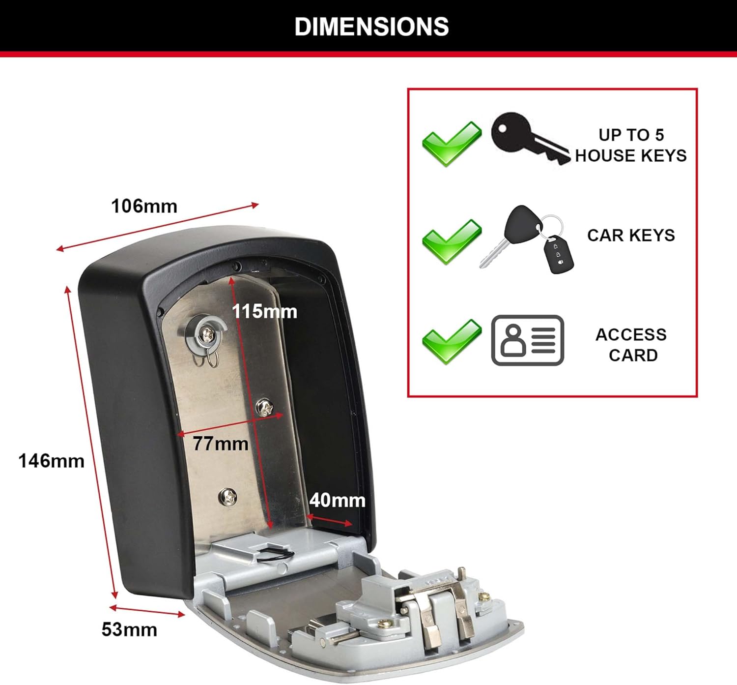 Thumbnail 5 de Master Lock 5403EURD – Cassetta di Sicurezza per Chiavi Extra Large, montaggio a parete