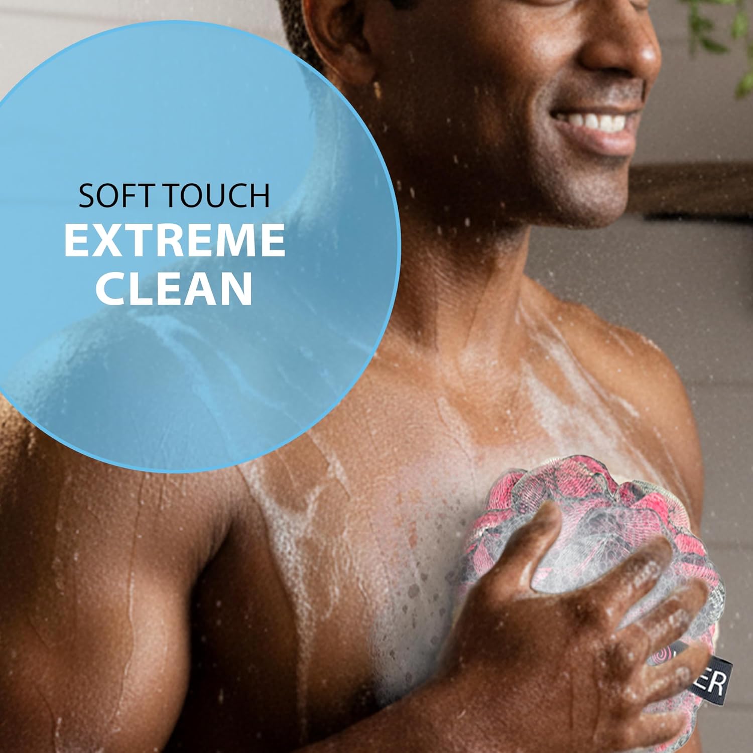Thumbnail 3 de SHOWER BOUQUET Loofah-Charcoal Bath-Sponge XL 4-Pack