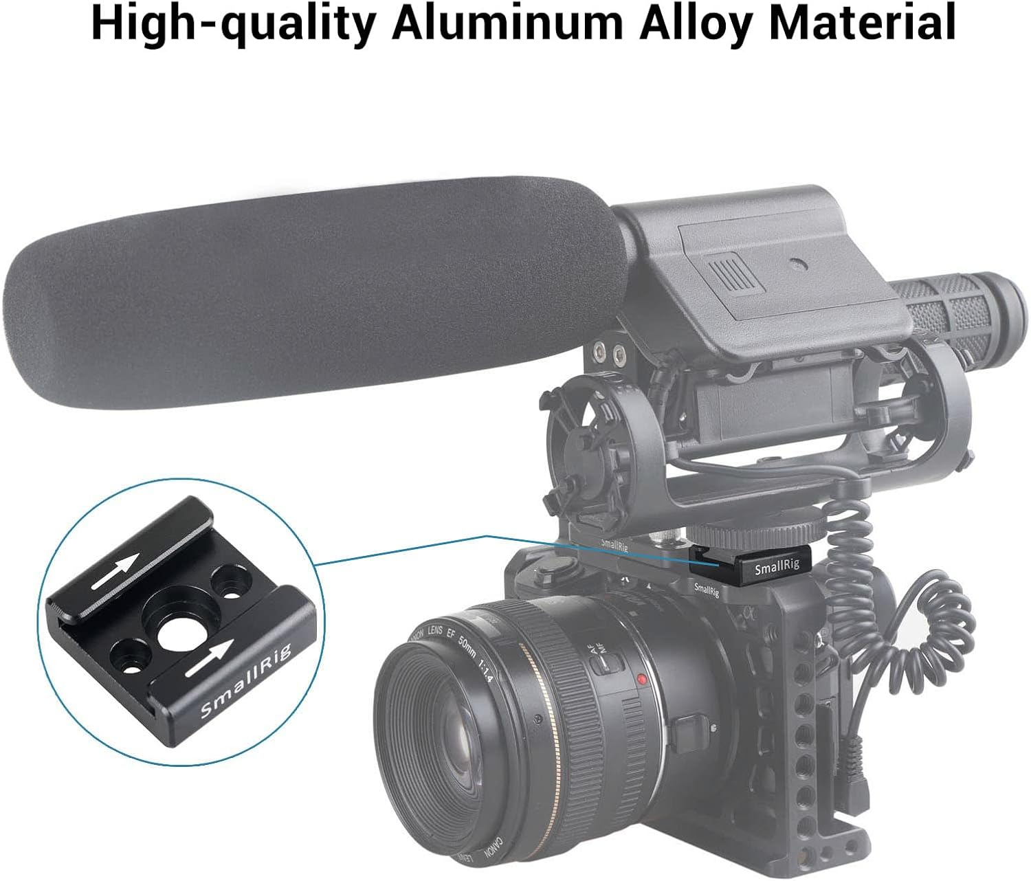 Detalle de SMALLRIG 1241 adaptateur cold shoe froid avec vis 1/4-20 et fixations M2,5 pour DSLR, LED, EVF