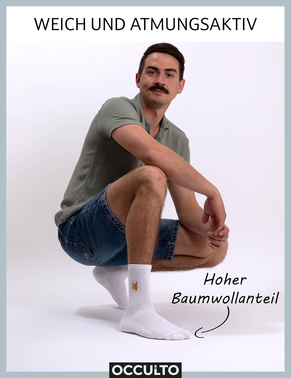 Detalle de Occulto Damen & Herren Motiv Tennissocken 3er Pack (Modell: Robin) – Statement Tennis Socken