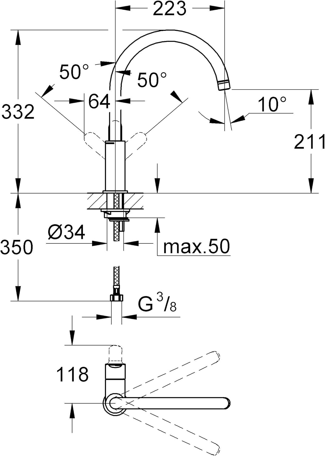 Thumbnail 1 de Grohe 31367000 Bauedge – Miscelatore Monocomando Lavello, Cromato (Vecchio Modello)