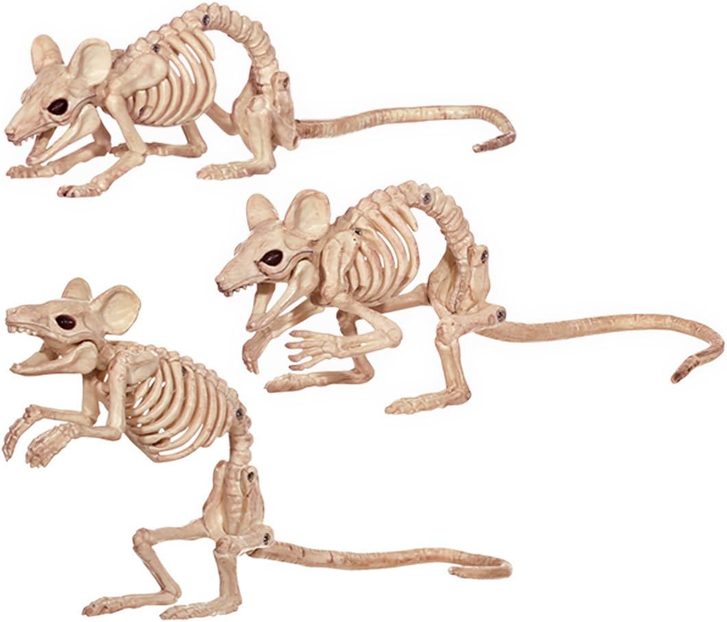 Detalle de Crazy Bonez Creepy Skeleton Mice, 3 Assorted All-Weather Plastic Figures