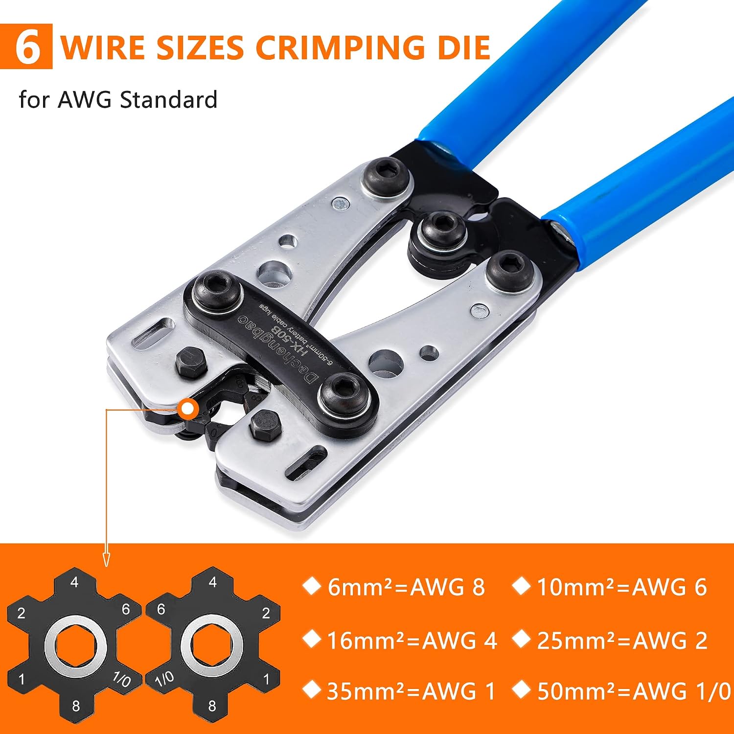 Detalle de HX-50B Crimping Tool 6–50 mm² kit 🛠