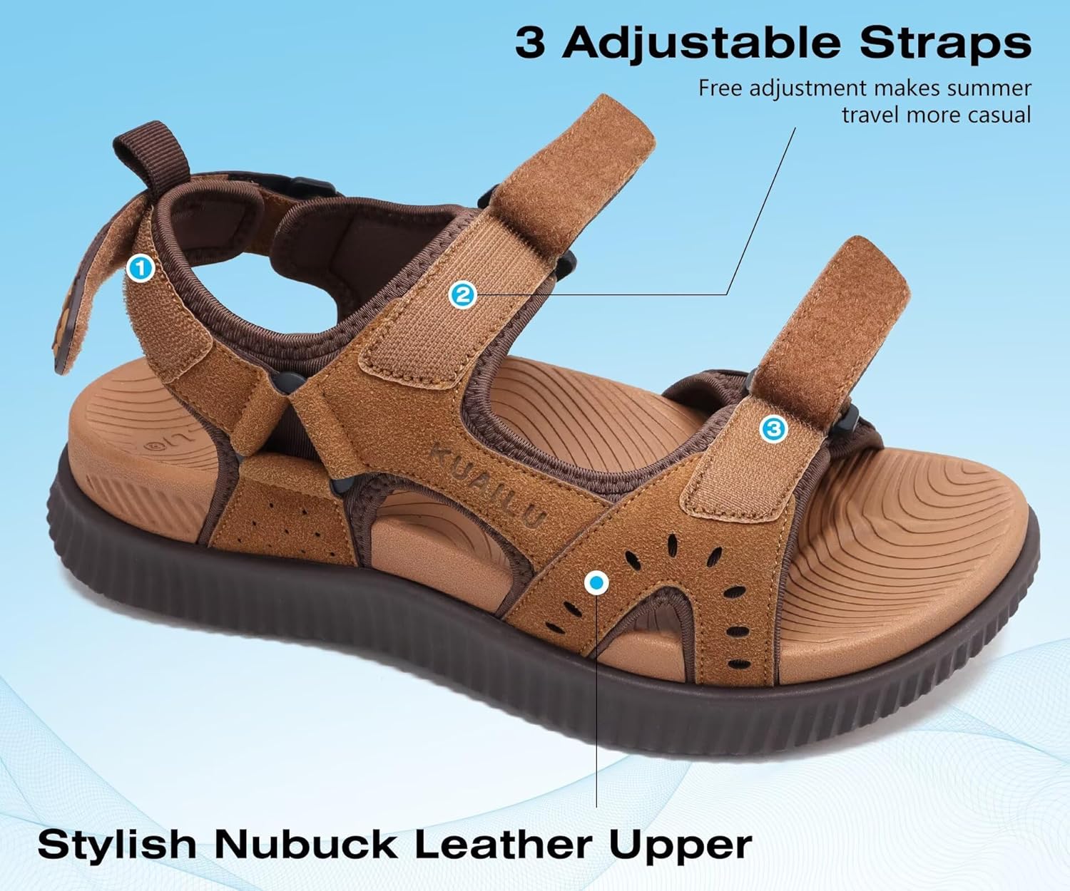 Thumbnail 2 de KuaiLu mens sandals with arch support 6mm