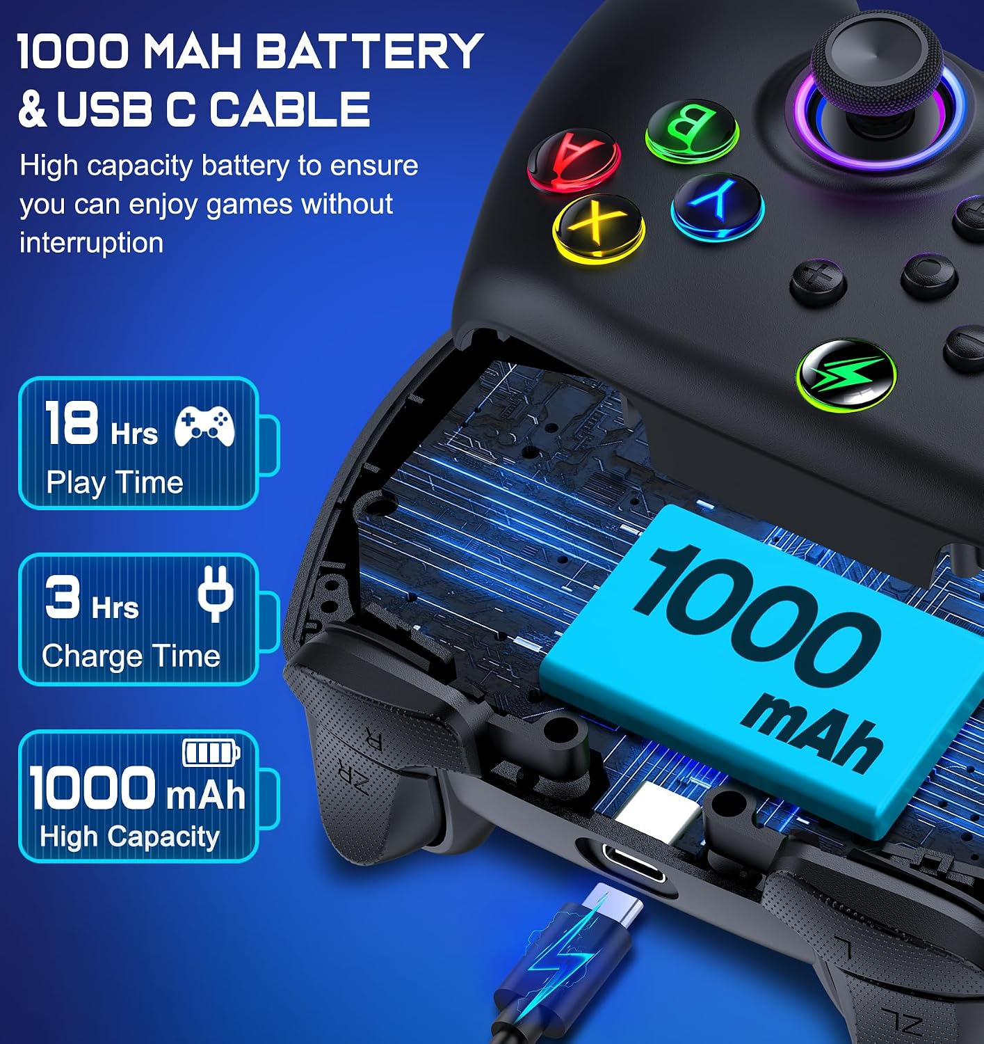 Detalle 2 de Switch 2 Controller with RGB and 1000mAh Battery