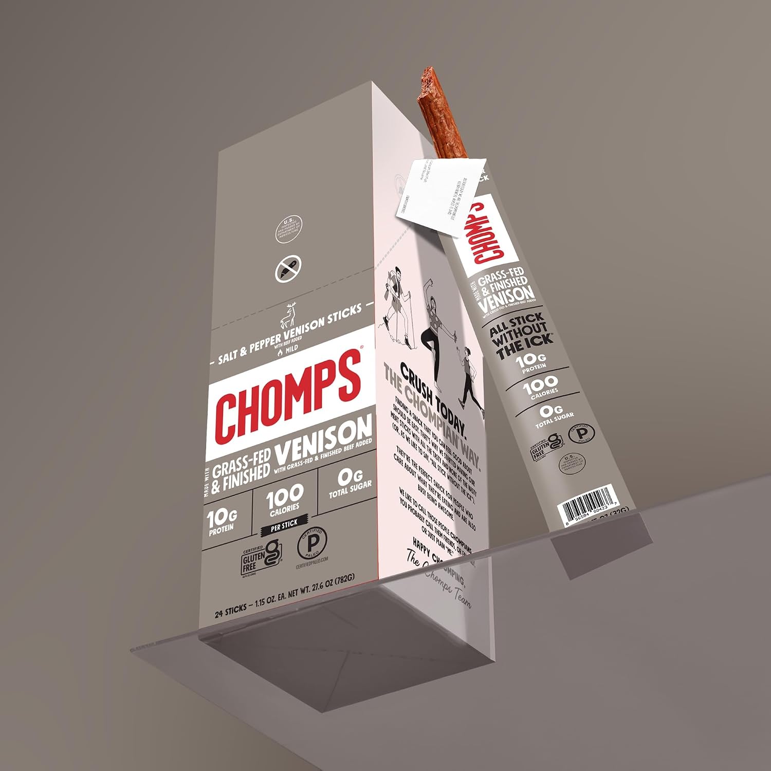 Thumbnail 6 de Chomps Salt & Pepper Venison Jerky Sticks, 10-Count, 10g Protein, Zero Sugar