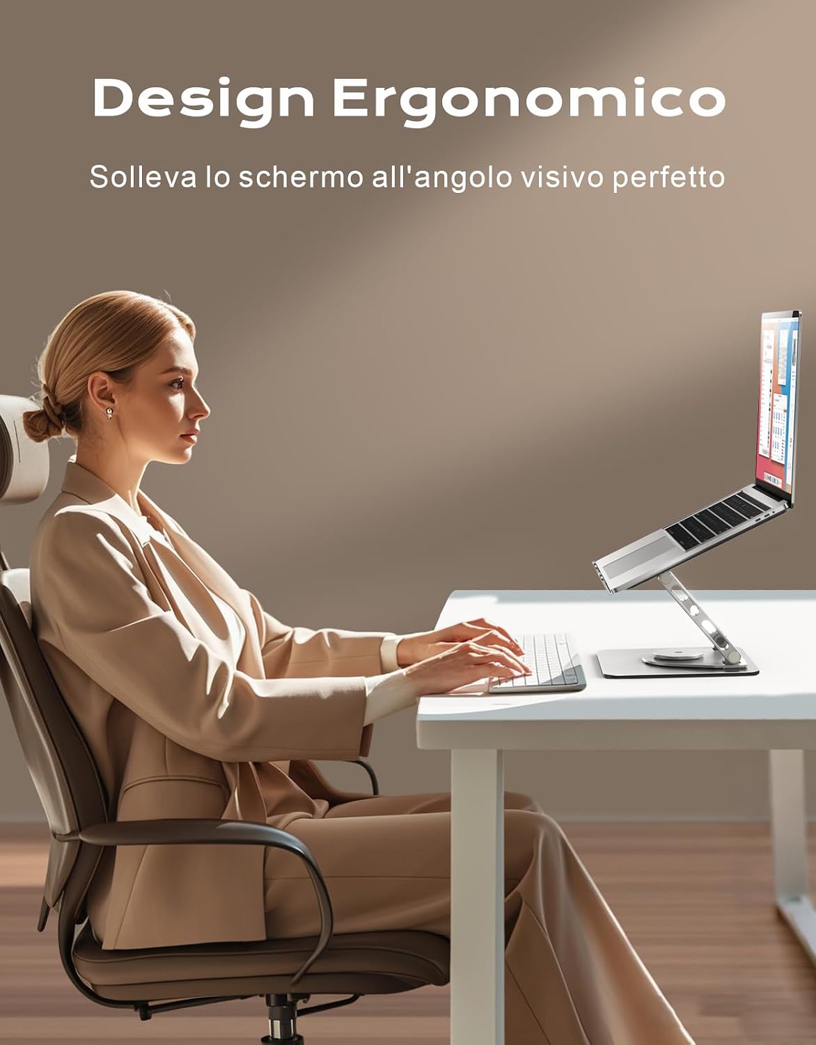 Thumbnail 2 de Glangeh Supporto PC Portatile 360° Rotante - Ergonomico, Doppia Barra e Ventilazione per laptop 10"–16