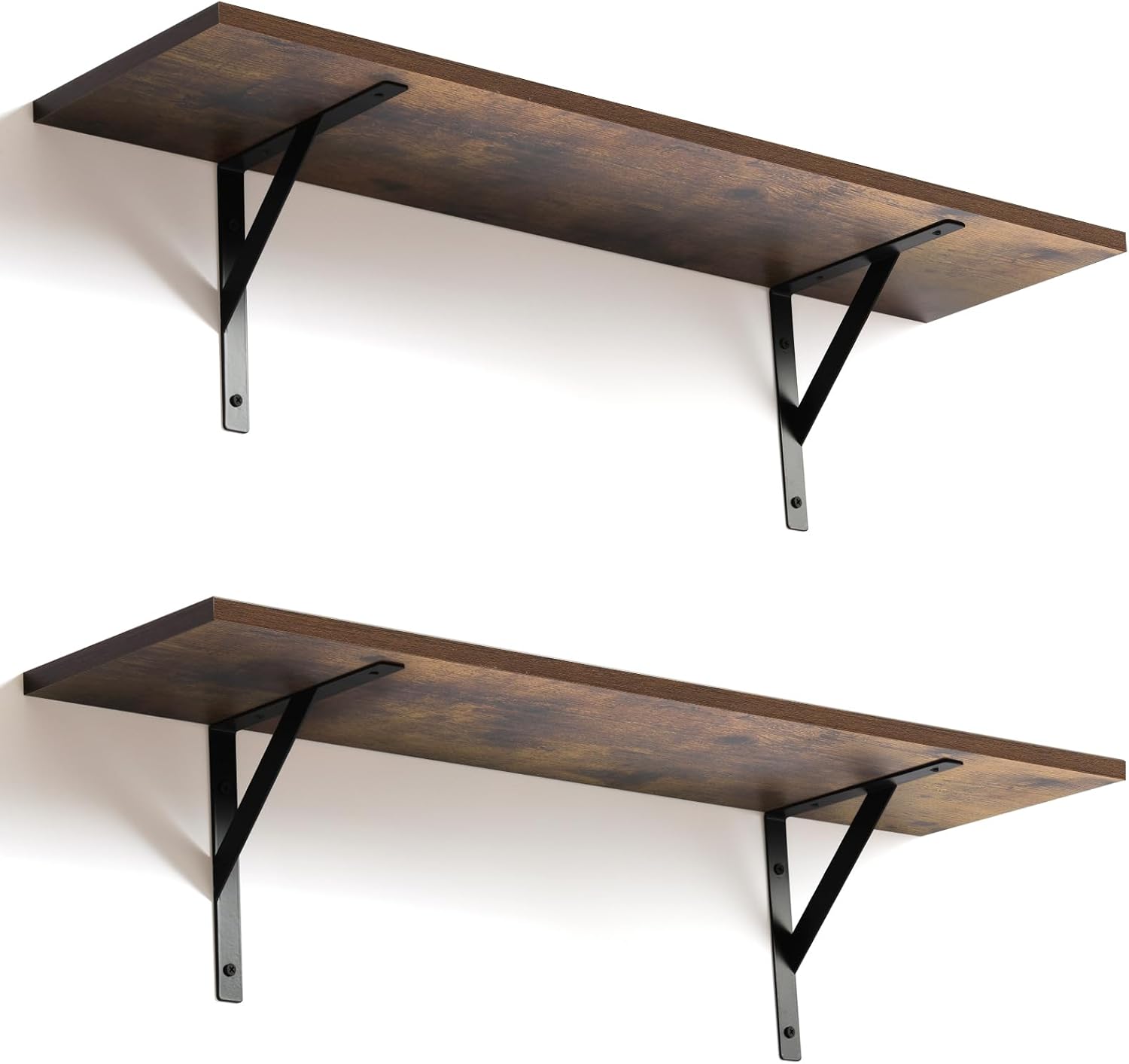 Detalle de Tectocker-DOU 123 Floating Wall Shelves, 31.5-Inch Rustic Brown, 40 lb Capacity